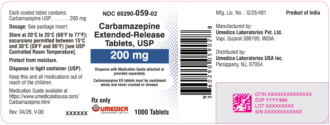 Carbamazepine Extended-Release Tablets USP, 200 mg - NDC: <a href=/NDC/60290-059-02>60290-059-02</a> - 1000's Bottle Label