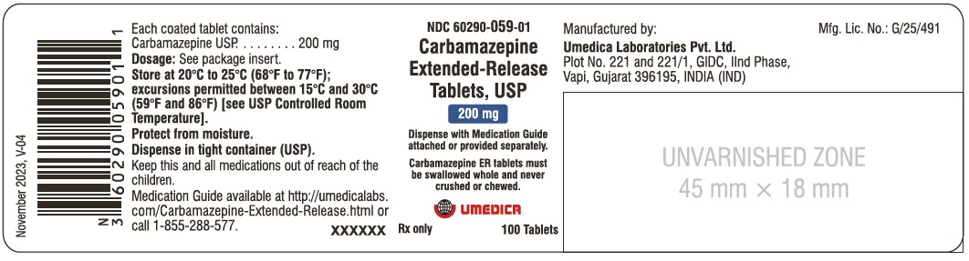 Carbamazepine Extended-Release Tablets USP, 200 mg - NDC: <a href=/NDC/60290-059-01>60290-059-01</a> - 100's Bottle Label