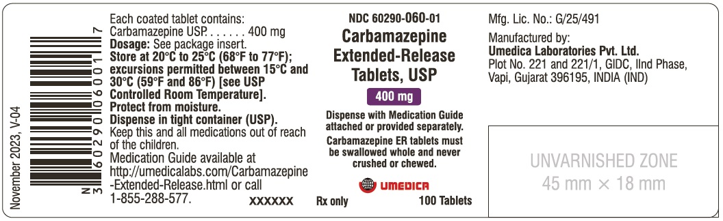 Carbamazepine Extended-Release Tablets USP, 400 mg- NDC: <a href=/NDC/60290-060-01>60290-060-01</a> - 100's Bottle Label