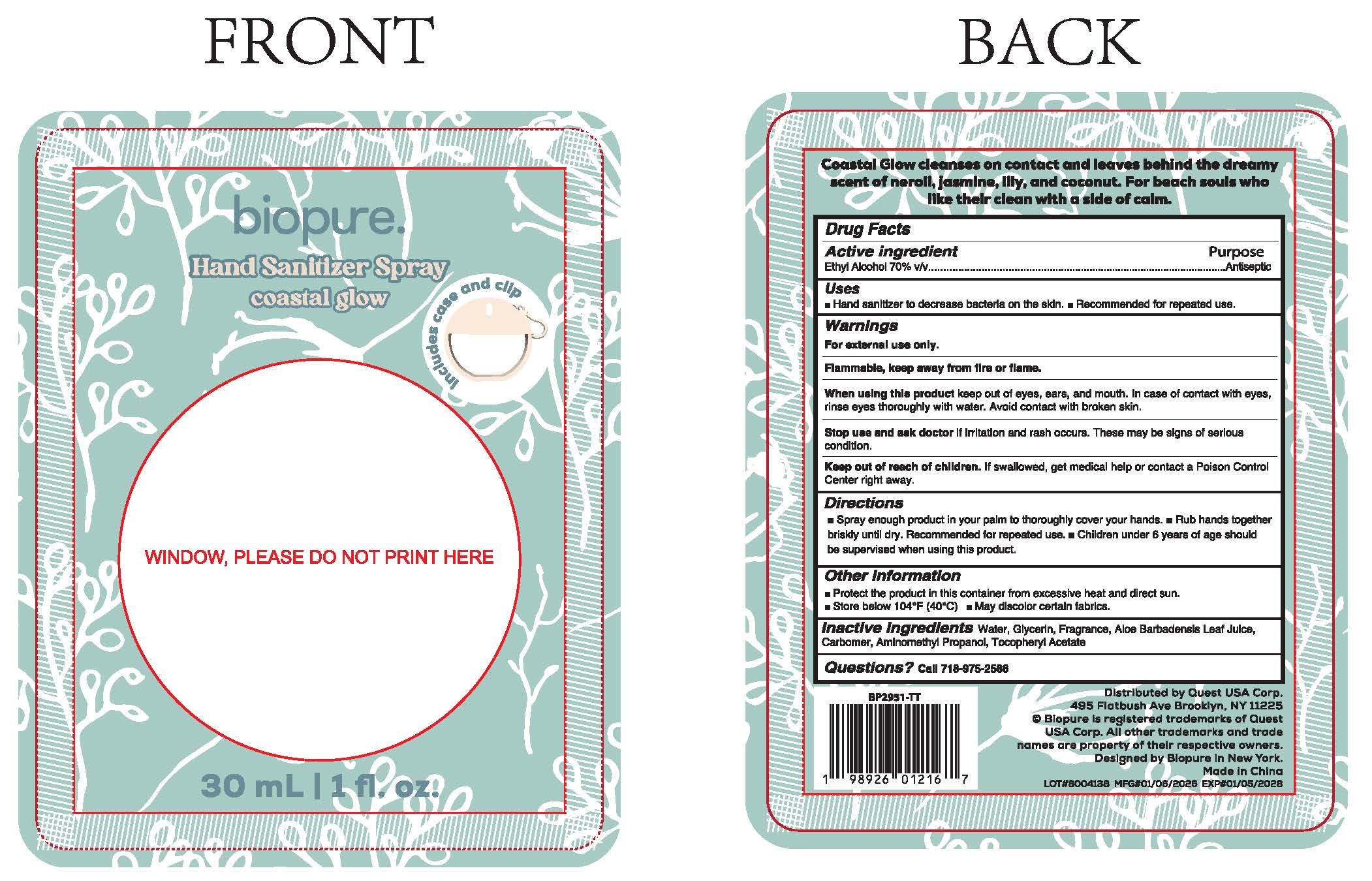 Hand Sanitizer Spray Label