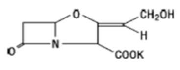 The structural formula for Clavulanic acid.