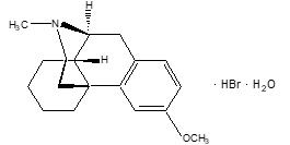 The structural formula for Dextromethorphan hydrobromide is the pharmacologically active ingredient of NUEDEXTA that acts on the central nervous system (CNS). The chemical name is dextromethorphan hydrobromide: morphinan, 3-methoxy-17-methyl-, (9α, 13α, 14α), hydrobromide monohydrate. Dextromethorphan hydrobromide has the empirical formula C18H25NOHBrH2O with a molecular weight of 370.33. 