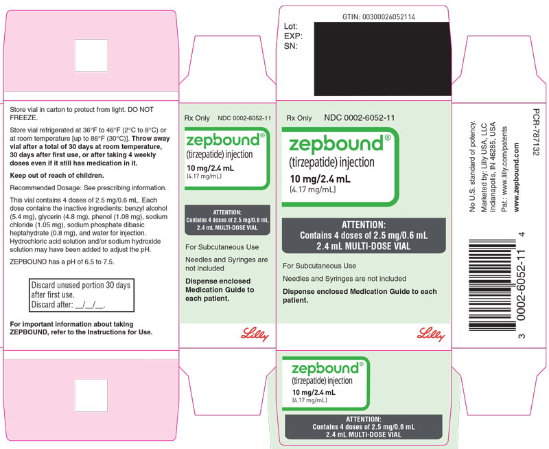 PACKAGE LABEL - Zepbound Multi-Dose Vial - 2.5 mg/0.6 mL Dose (10 mg/2.4 mL [4.17 mg/mL])
