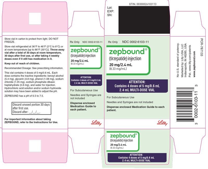 PACKAGE LABEL - Zepbound Multi-Dose Vial - 5 mg/0.6 mL Dose (20 mg/2.4 mL [8.33 mg/mL])
