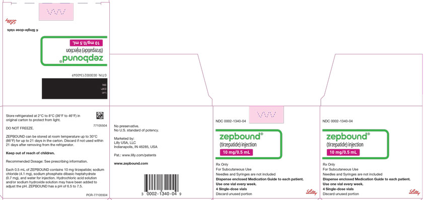 PACKAGE LABEL - Zepbound, 10 mg/0.5 mL, 4 count Single-dose Vials
