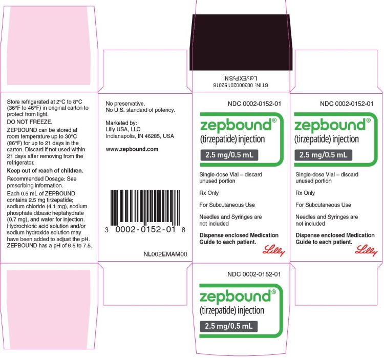 PACKAGE LABEL - Zepbound, 2.5 mg/0.5 mL, Single-dose Vial
