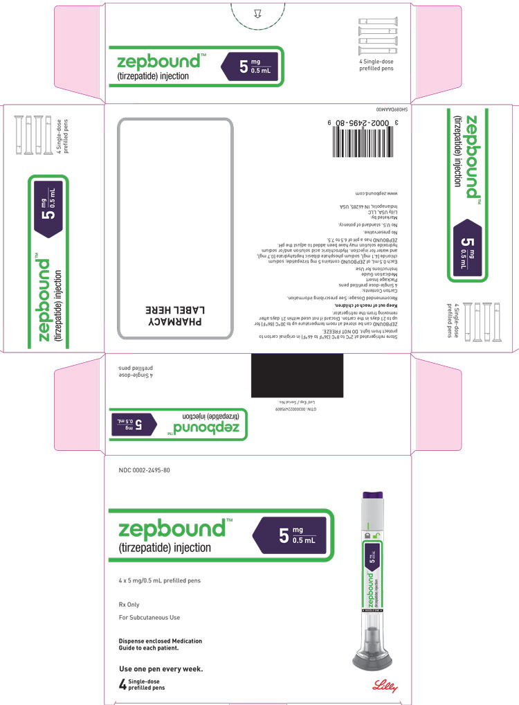 PACKAGE LABEL - Zepbound, 5 mg/0.5 mL, Carton, 4 Single-Dose Pens
