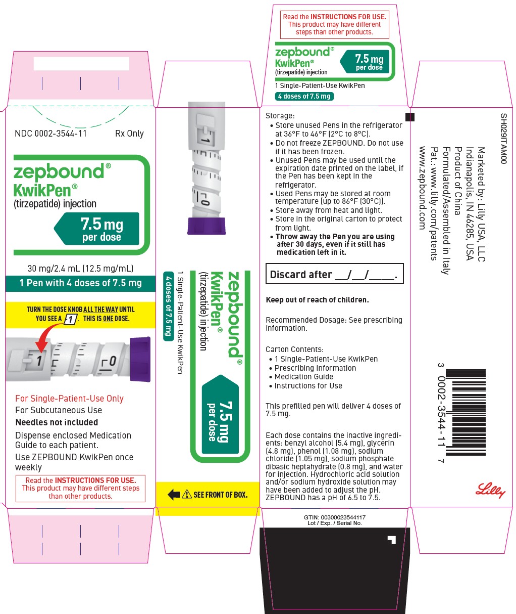 PACKAGE LABEL – ZEPBOUND KwikPen – 7.5 mg per dose (30 mg/2.4 mL [12.5 mg/mL])
