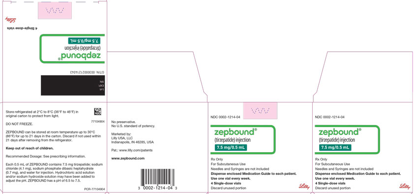 PACKAGE LABEL - Zepbound, 7.5 mg/0.5 mL, 4 count Single-dose Vials
