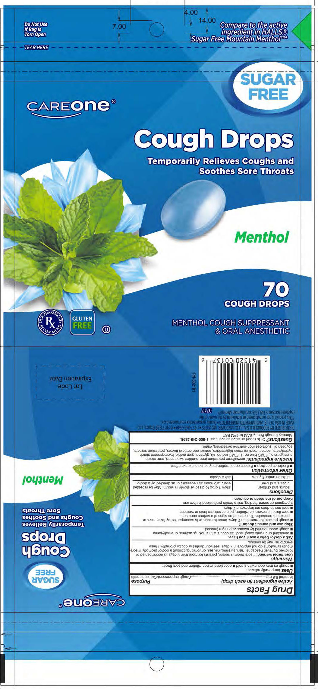 CareOne SF Menthol 70ct Cough Drops