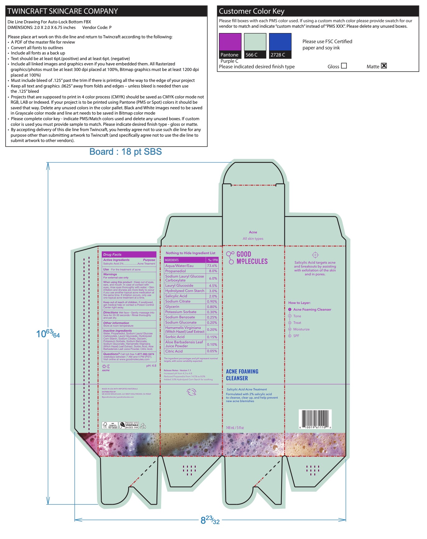 Acne Foaming Cleanser secondary label