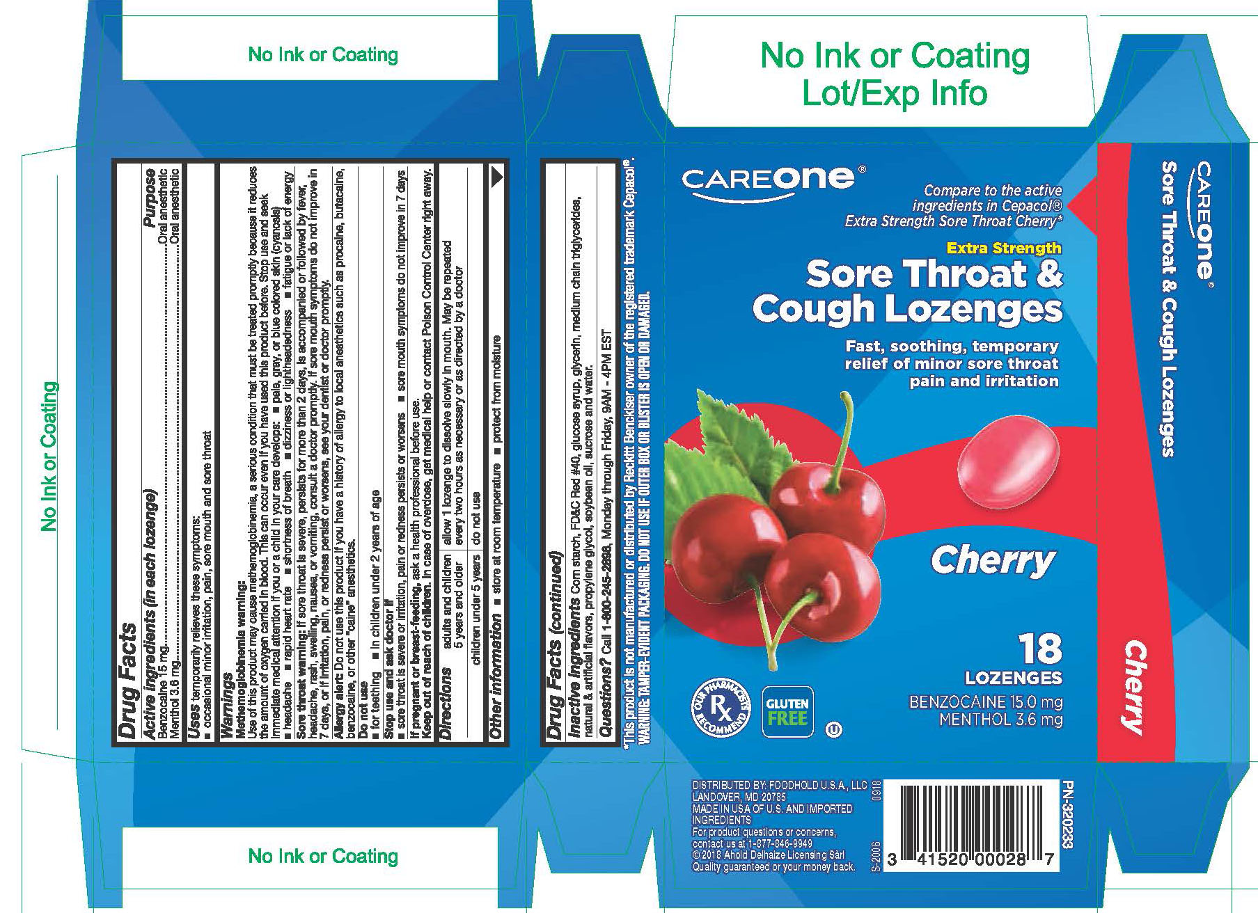 CareOne Cherry Benzocaine 18ct Throat Lozenge