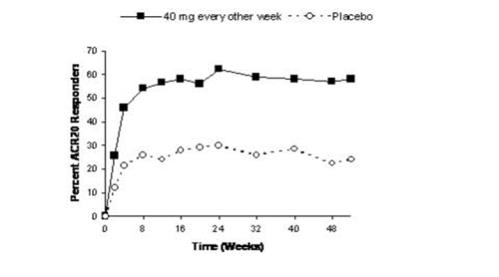 Figure 1. Study RA-III ACR 20 Responses over 52 Weeks