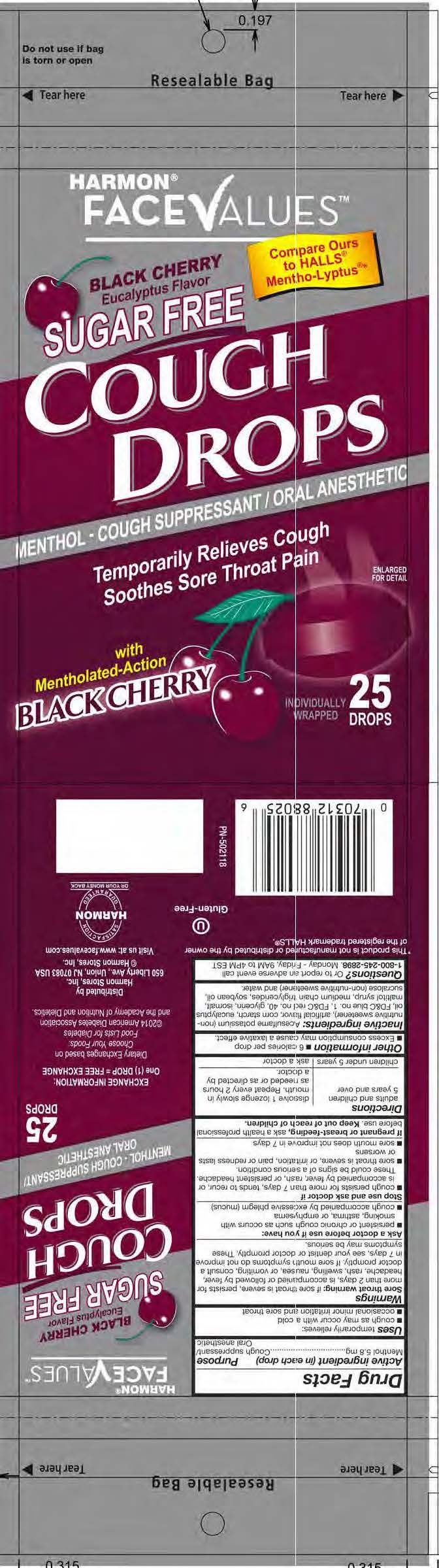 Harmon SF Black Cherry 25ct cough drops