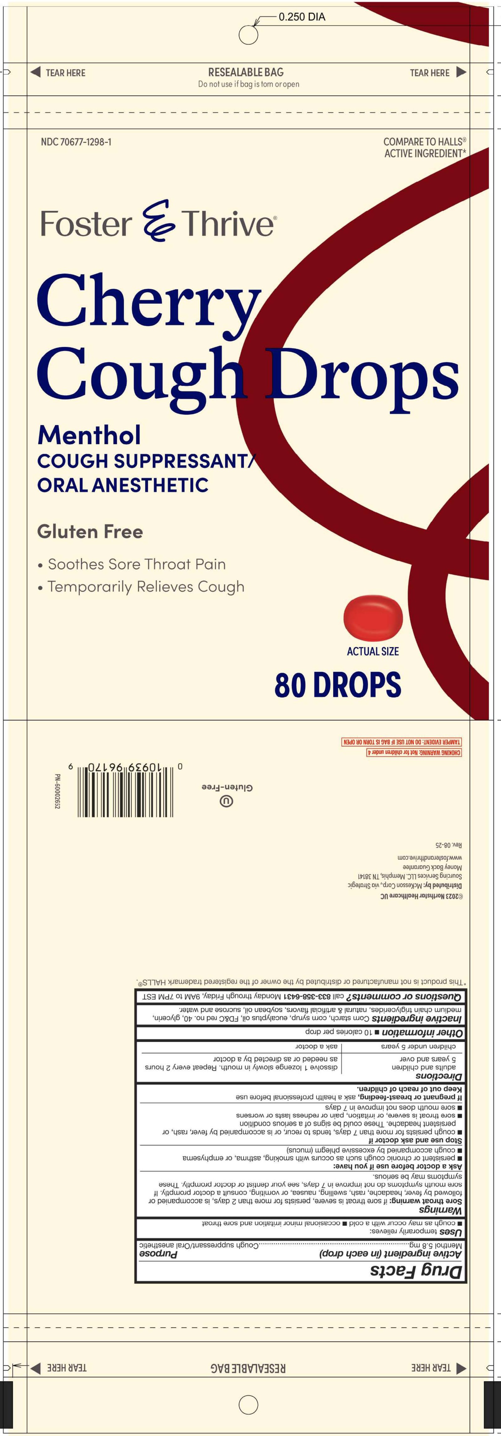 Foster and Thrive Cherry 80ct Cough Drops