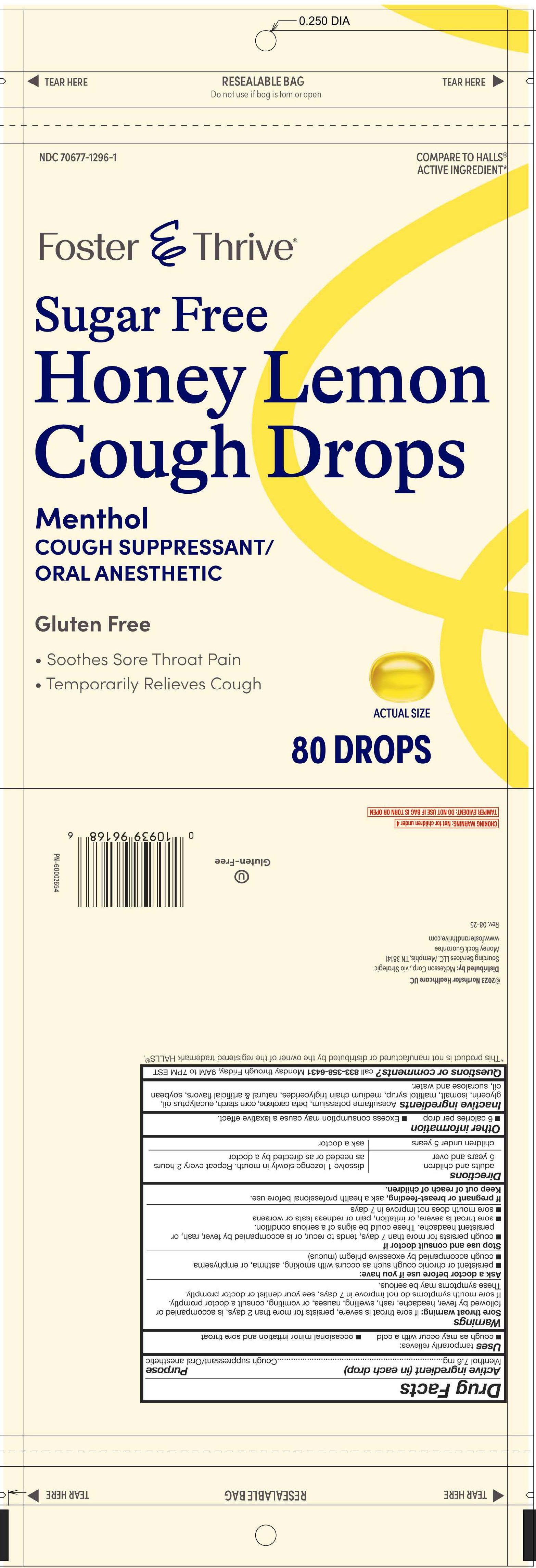 Foster and Thrive SF Honey Lemon 80ct Cough Drops