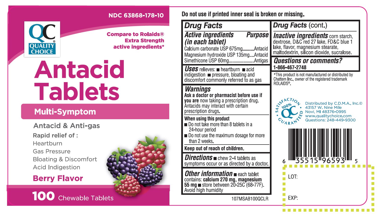 QC(CDMA) Multi-Symptom Antacid Tablets Berry Flavor