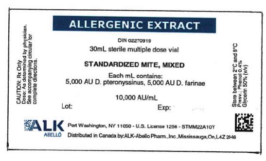 ALLERGENIC EXTRACT
FOR PERCUTANEOUS TESTING ONLY
STANDARDIZED MITE
10,000 AU/mL
