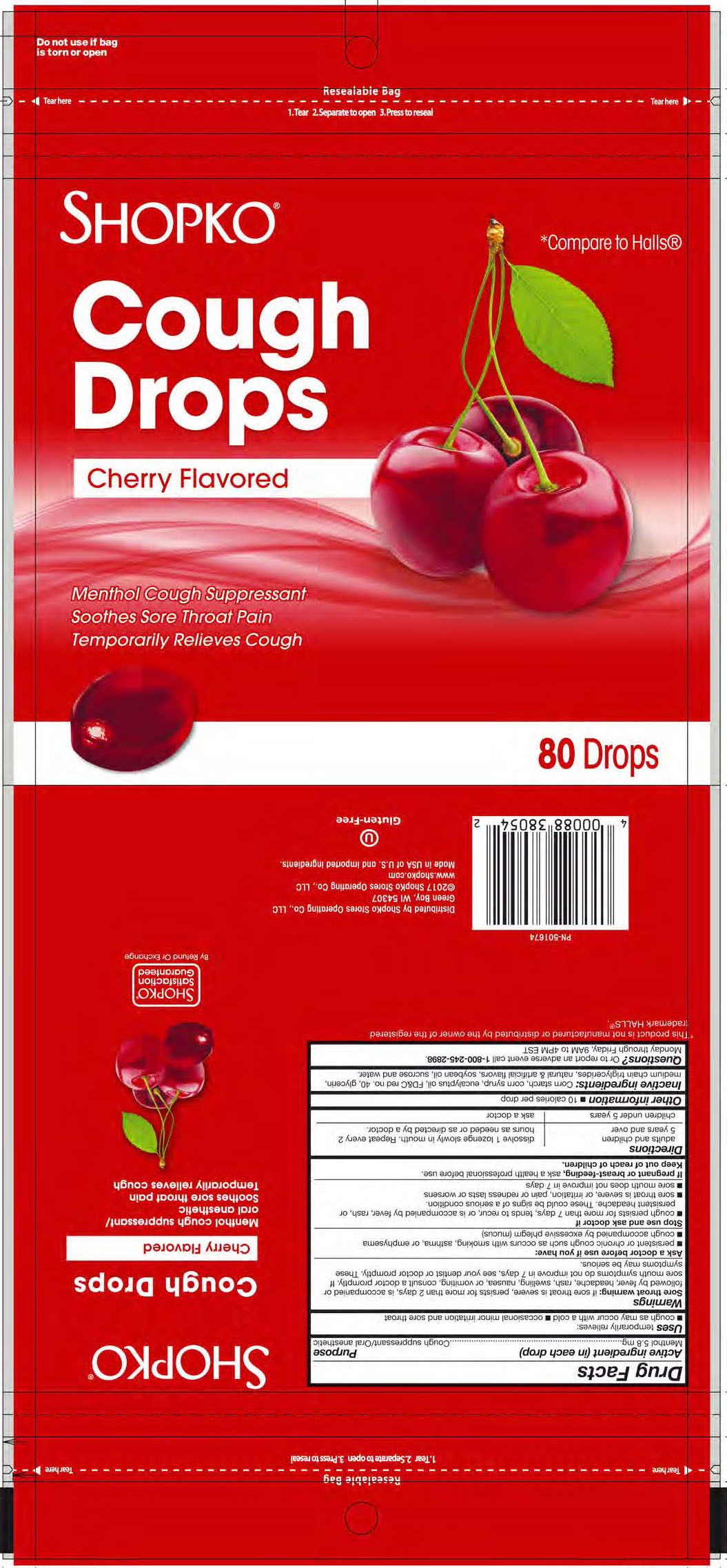 Shopko Cherry 80ct Cough Drops