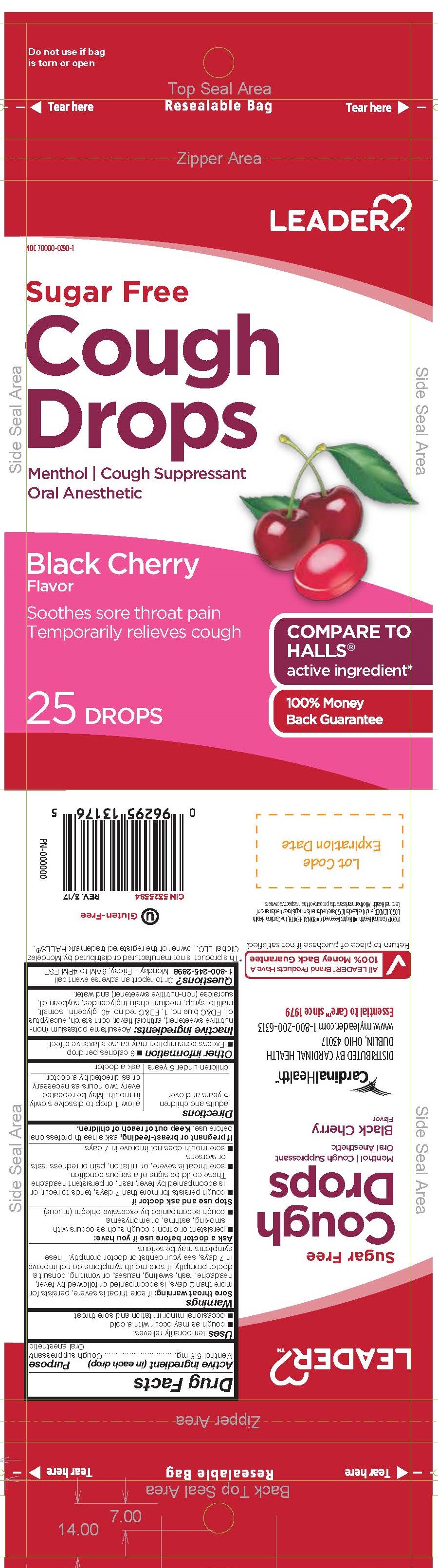 Leader SF Cherry 25ct Cough Drops
