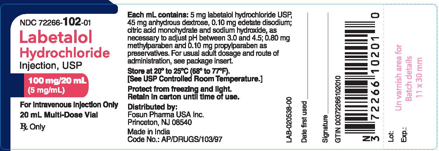 LABETALOL HYDROCHLORIDE INJECTION, USP 100mg/20mL (5mg/mL) VIAL