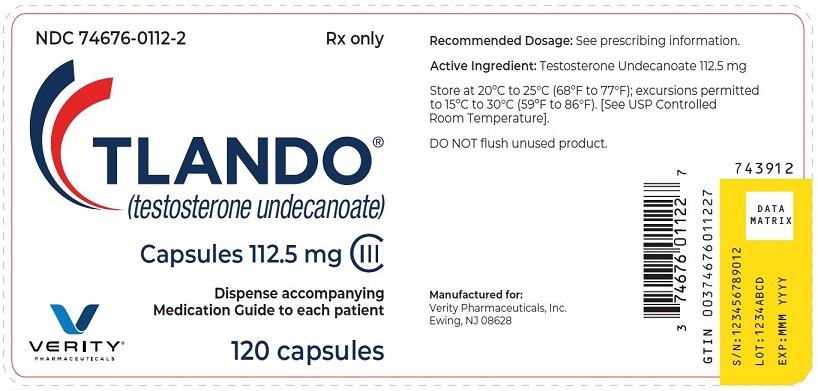 Principal display panel for TLANDO 112.5 mg bottle