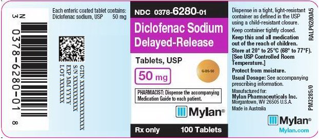 Diclofenac Sodium Delayed-Release Tablets, USP 50 mg Bottle Label