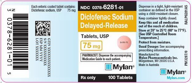 Diclofenac Sodium Delayed-Release Tablets, USP 75 mg Bottle Label