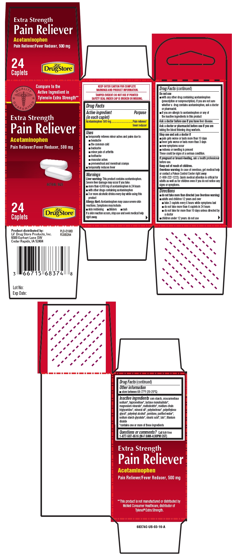 PRINCIPAL DISPLAY PANEL - 500 mg Caplet Bottle Carton - NDC: <a href=/NDC/66715-6827-4>66715-6827-4</a>