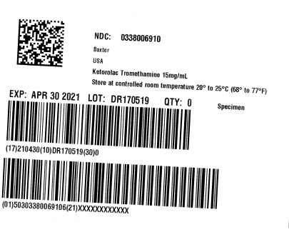 Ketorolac Representative 15mg Shipper Label 0338-0069-10