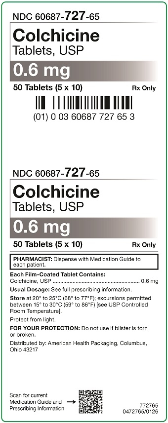 0.6 mg Colchicine Tablets Carton 50UD