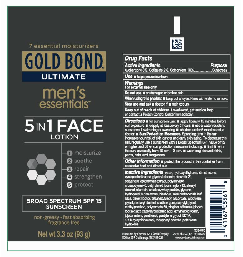 PRINCIPAL DISPLAY PANEL
GOLD BOND
ULTIMATE
men’s
essentials
5 IN 1 FACE
LOTION
Net wt 3.3 OZ (93 g)
