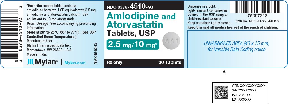 Amlodipine and Atorvastatin Tablets, USP 2.5 mg/10 mg Bottle Label