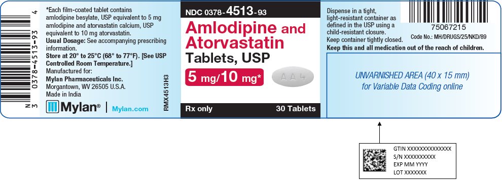 Amlodipine and Atorvastatin Tablets, USP 5 mg/10 mg Bottle Label