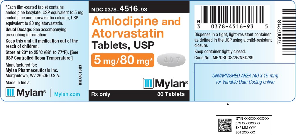 Amlodipine and Atorvastatin Tablets, USP 5 mg/80 mg Bottle Label