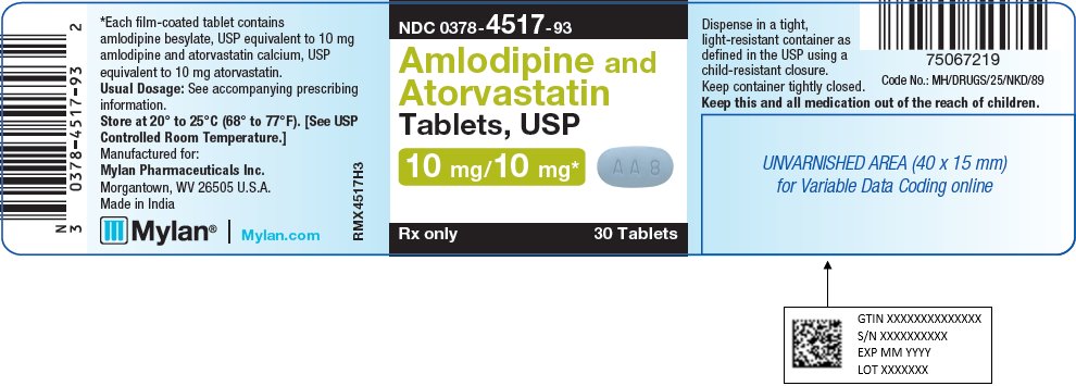 Amlodipine and Atorvastatin Tablets, USP 10 mg/10 mg Bottle Label