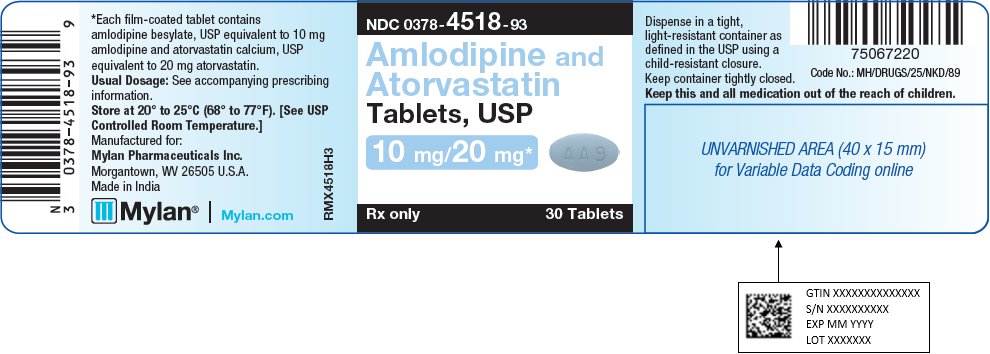 Amlodipine and Atorvastatin Tablets, USP 10 mg/20 mg Bottle Label