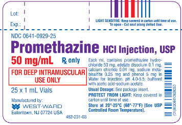 Promethazine HCI Injection, USP, 50 mg/mL, 25 x 1 mL Vials