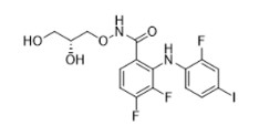 GOMEKLI capsules and tablets for oral suspension contain mirdametinib, a kinase inhibitor. Mirdametinib is chemically known as (R)-N-(2,3-dihydroxypropoxy)-3,4-difluoro-2-((2- fluoro-4-iodophenyl)amino) benzamide. The molecular formula is C16H14 F3IN2O4 and the molecular weight is 482.20 g/mol. The structural formula for mirdametinib is: