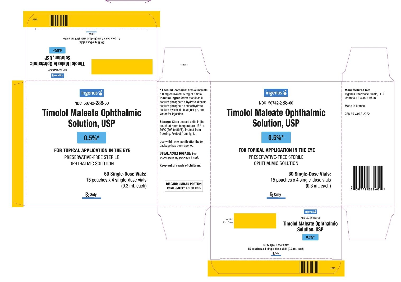 Timolol Maleate Ophthalmic Solution USP, 0.5% - Carton Label