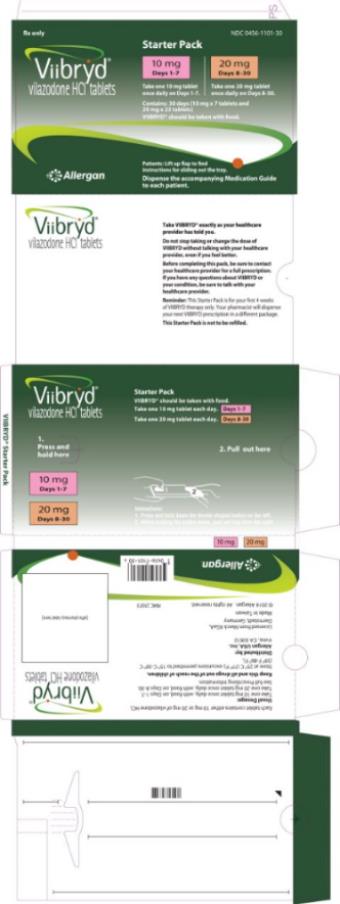 PRINCIPAL DISPLAY PANEL
NDC: <a href=/NDC/0456-1101-30>0456-1101-30</a>
Viibryd
vilazodone HCI tablets
10 mg
Days 1-7
20 mg
Days 8-30
Rx Only
