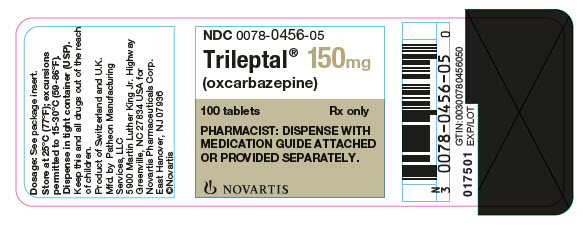 PRINCIPAL DISPLAY PANEL
Package Label – 150 mg
Rx Only		NDC: <a href=/NDC/0078-0456-05>0078-0456-05</a>
Trileptal® (oxcarbazepine)
100 tablets
PHARMACIST: DISPENSE WITH MEDICATION 
GUIDE ATTACHED OR PROVIDED SEPARATELY.
