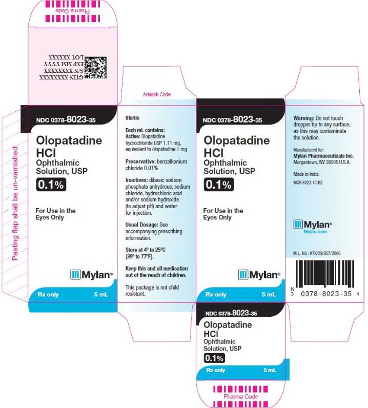 Olopatadine Hydrochloride Ophthalmic Solution, USP 0.1% Carton Label