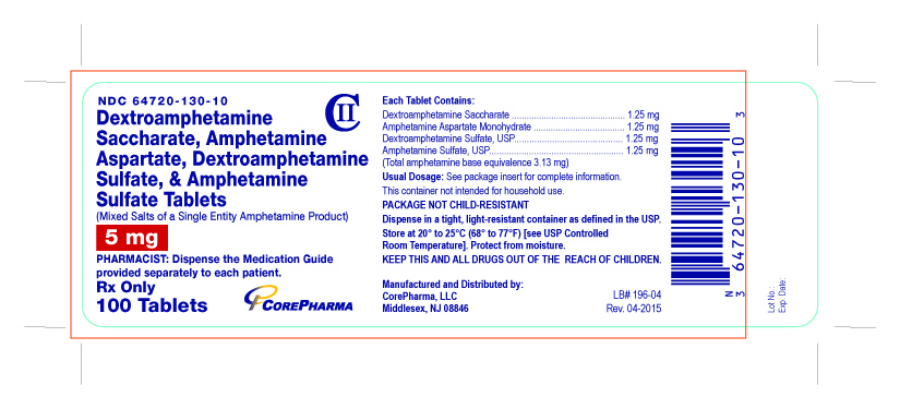 Mixed Salts - 5 mg, 100 Tablets NDC: <a href=/NDC/64720-130-10>64720-130-10</a>