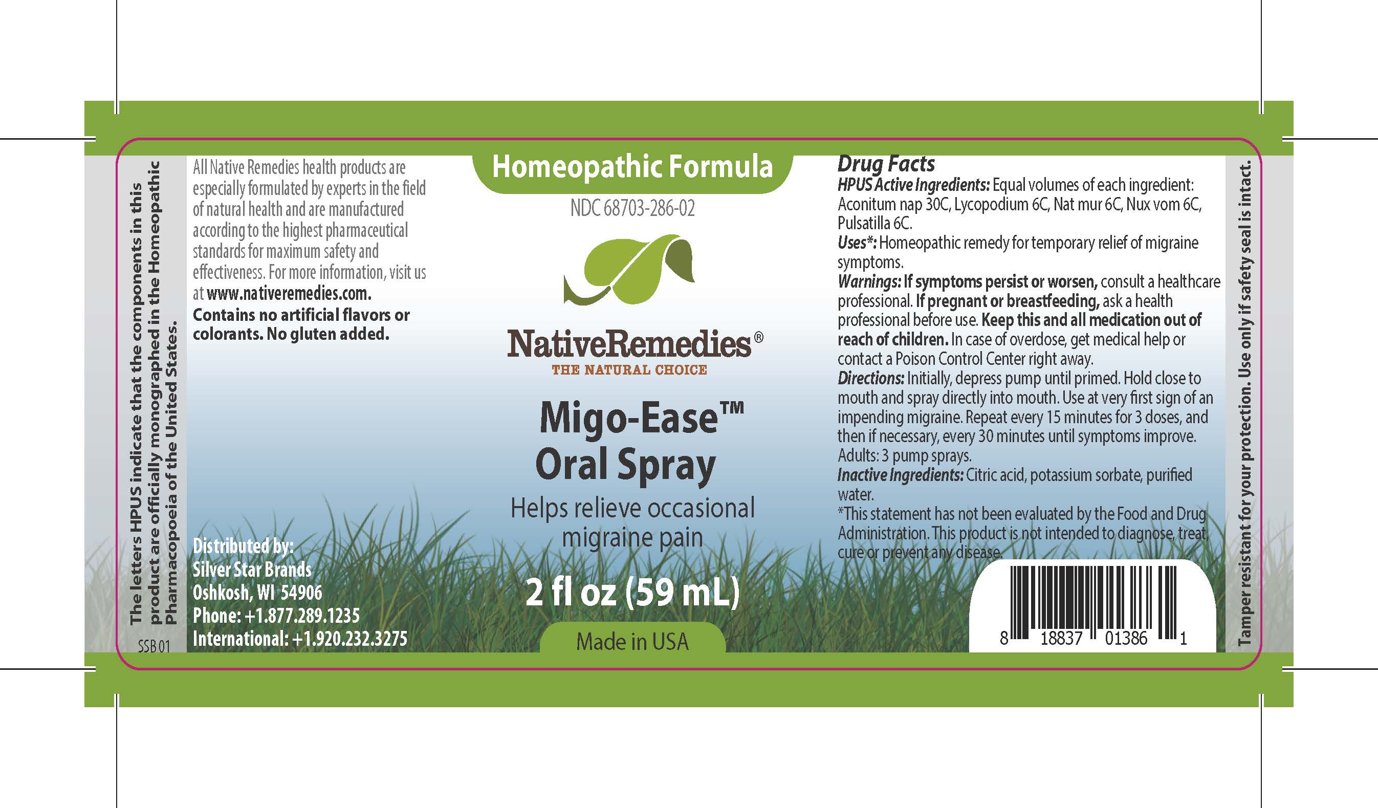 Migo-Ease Oral Spray Label