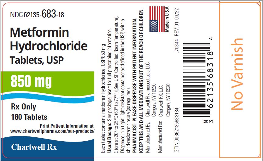 Metformin Hydrochloride Tablets-850mg-NDC: <a href=/NDC/62135-683-18>62135-683-18</a>- 180s Label