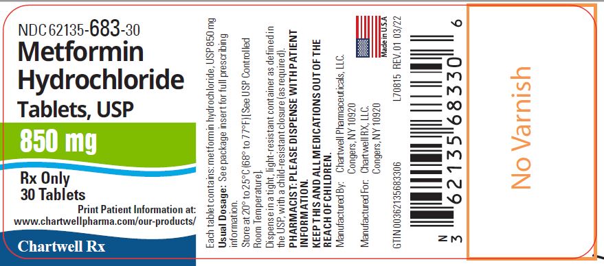 Metformin Hydrochloride Tablets-850mg-NDC: <a href=/NDC/62135-683-30>62135-683-30</a>- 30s Label