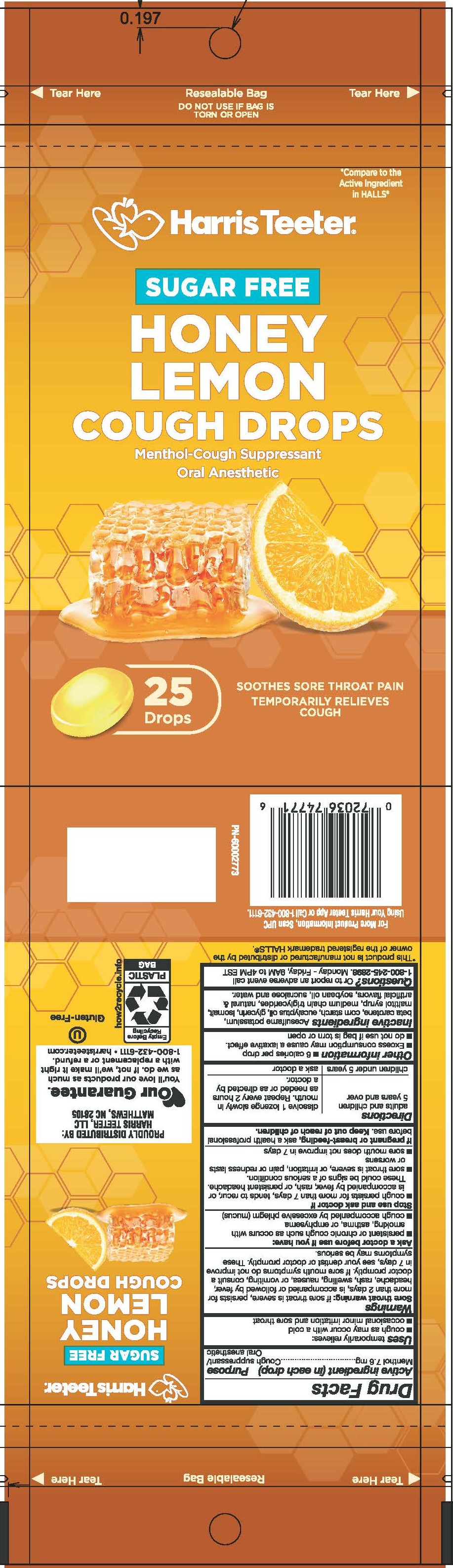 Harris Teeter SF Honey Lemon 25ct Cough Drops