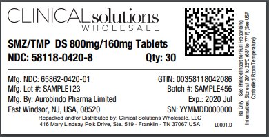 SMZ/TMP DS 800mg/160mg tablets 30 count blister card