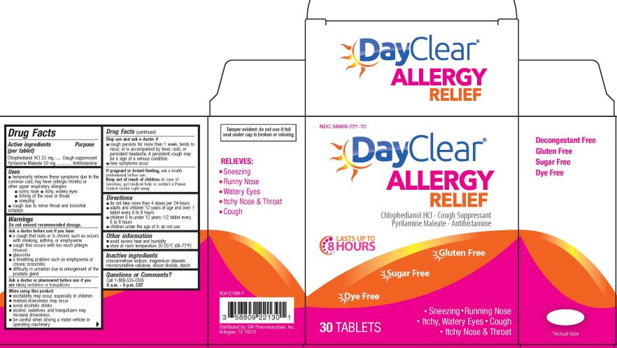 PRINCIPAL DISPLAY PANEL 
NDC: <a href=/NDC/58809-221-30>58809-221-30</a> 
DAYCLEAR 
ALLERGY
RELIEF 
30 TABLETS 
